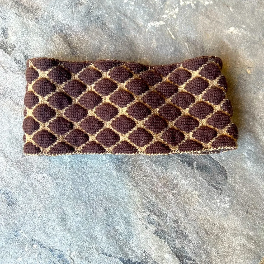 Tasha Knit Head Wrap in Cream and Brown